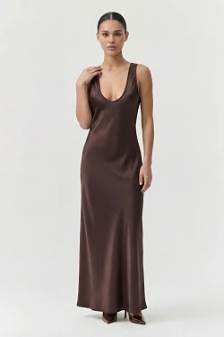 Платье POLYHEDRON "Airy Desire", Maxi, cocoa trace color — Polyhedron

