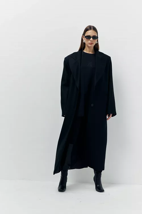 Фото пальто polyhedron "feel it", only deep black color в интернет-магазине POLYHEDRON